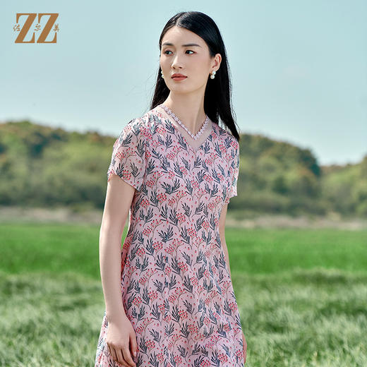 佐尔美夏季新款 桑蚕丝真丝乔其甜美连衣裙女E22LS43 商品图2
