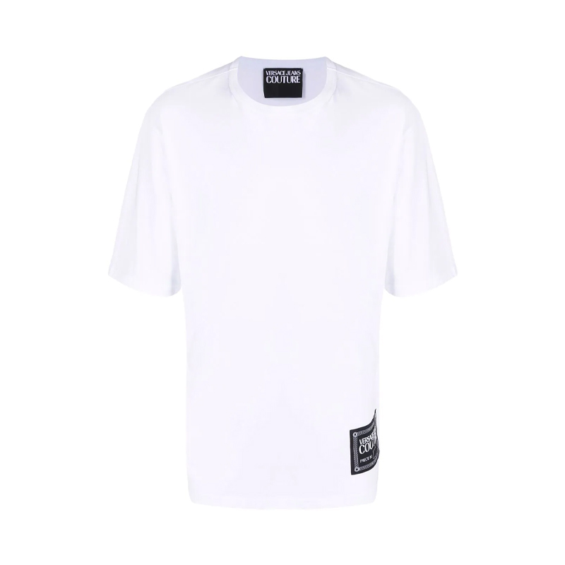 VERSACE JEANS COUTURE 范思哲 男士棉质字母logo印花圆领短袖T恤 白色 72GAHT18 CJ00O 003