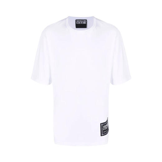 VERSACE JEANS COUTURE 范思哲 男士棉质字母logo印花圆领短袖T恤 白色 72GAHT18 CJ00O 003 商品图0