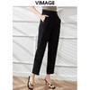 VIMAGE/纬漫纪夏季新款高腰休闲裤通勤简约黑色百搭显瘦裤子V1705344 商品缩略图2
