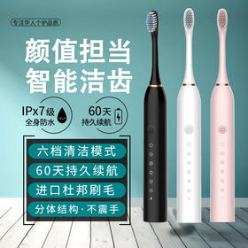 【品质保障 只换不修】 声波电动牙刷 IPX7级全身防水 6档调节 不伤牙龈