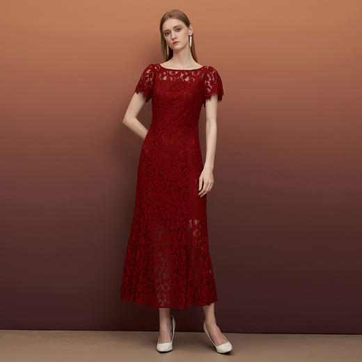 EITIE爱特爱秋季新款女装小飞袖名媛气质蕾丝连衣裙6777411 商品图1