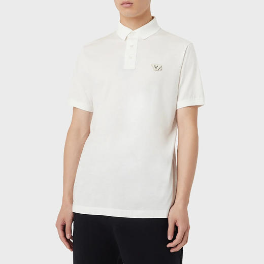 EMPORIO ARMANI 阿玛尼 男士Emoji趣味表情贴片POLO衫 白色 3L1FAL 1JUVZ 0101 商品图1