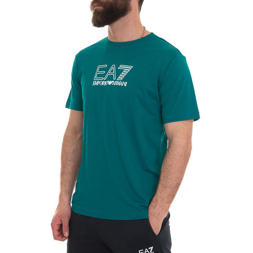 EMPORIO ARMANI EA7 阿玛尼 男士棉质字母标志logo印花圆领短袖T恤 绿色 3LPT81 PJM9Z 1839 商品图1