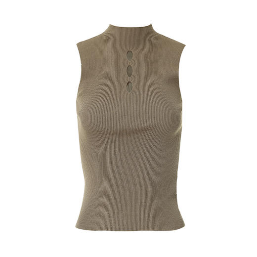 VIMAGE纬漫纪夏季新款气质半高领镂空无袖修身打底针织衫上衣V1701324 商品图4