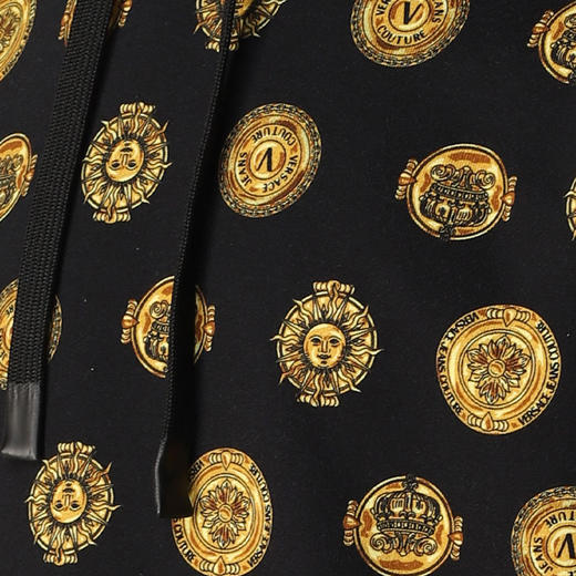 VERSACE JEANS COUTURE 范思哲 男士棉质金色logo印花长袖连帽卫衣 黑色 72GAI3H1 FS030 G89 商品图2