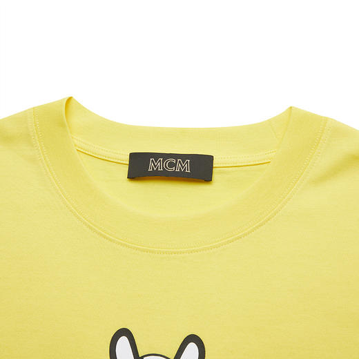 MCM 女士小狗印花圆领短袖T恤 浅黄 MHTCSSX01 商品图3