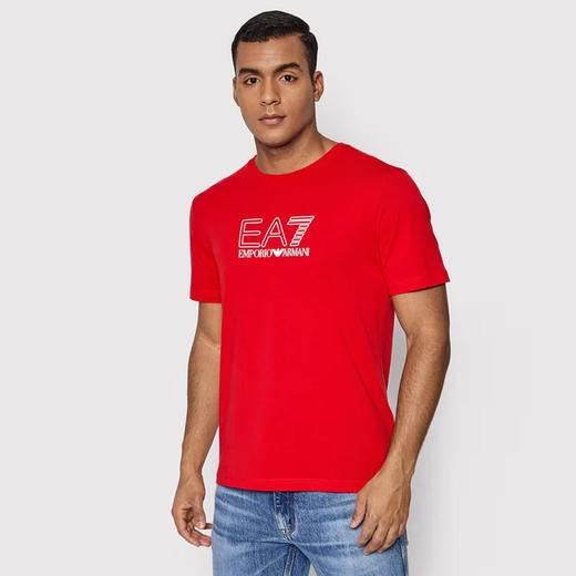 EMPORIO ARMANI EA7 男士字母标志logo印花圆领短袖T恤 红色 3LPT81 PJM9Z 1451 商品图1