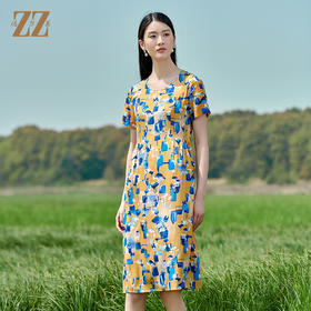 佐尔美2022夏季新款 桑蚕丝真丝弹力斜纹绸连衣裙女E22LS47