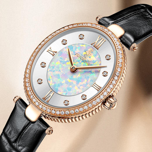 【ROROLOVE】诺爱Promise系列 天然钻石腕表 天然钻石手表女士新款轻奢气质石英皮带表送生日礼物（70颗钻石） 商品图4