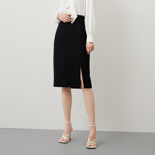 EITIE爱特爱秋冬新款优雅时尚高腰开叉百搭半身裙包臀裙女6706415 商品图2