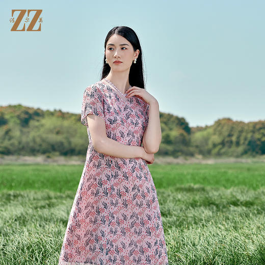 佐尔美夏季新款 桑蚕丝真丝乔其甜美连衣裙女E22LS43 商品图0