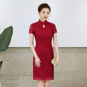 新款蕾丝双层旗袍连衣裙高贵喜婆婆婚宴结婚礼服妈妈装礼服敬酒服 YSD05943-3