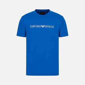 EMPORIO ARMANI 阿玛尼 男士棉质字母标志logo印花圆领短袖T恤 蓝色 8N1TN5 1JPZZ 0972