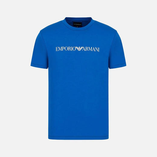 EMPORIO ARMANI 阿玛尼 男士棉质字母标志logo印花圆领短袖T恤 蓝色 8N1TN5 1JPZZ 0972 商品图0