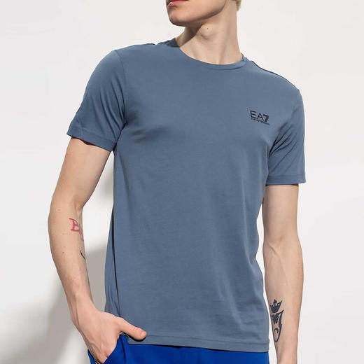 EMPORIO ARMANI EA7 男士棉质字母标志logo印花圆领短袖T恤 蓝色 8NPT51 PJM9Z 1537 商品图1