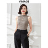 VIMAGE纬漫纪夏季新款气质半高领镂空无袖修身打底针织衫上衣V1701324 商品缩略图2