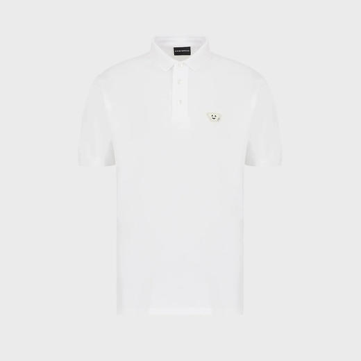 EMPORIO ARMANI 阿玛尼 男士Emoji趣味表情贴片POLO衫 白色 3L1FAL 1JUVZ 0101 商品图0