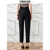 VIMAGE/纬漫纪夏季新款高腰休闲裤通勤简约黑色百搭显瘦裤子V1705344 商品缩略图3