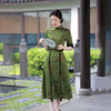 旗袍长款绿色旗袍连衣裙带复古长腰封飘带夏季新款旗袍 JLM2235 商品缩略图3