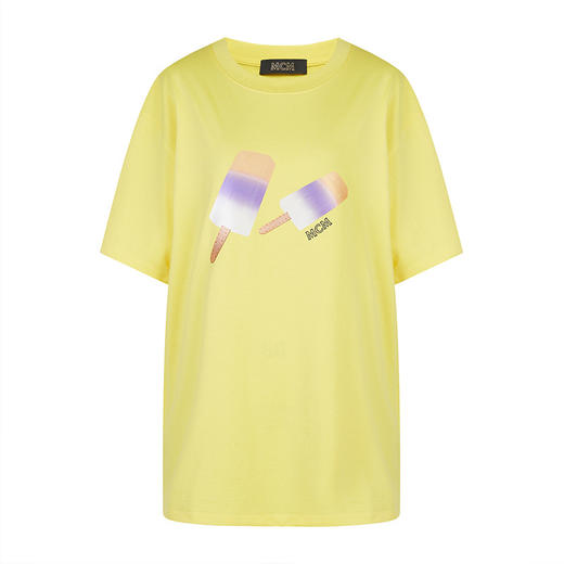 MCM 男士冰淇淋印花圆领短袖T恤 浅黄 MHTCSMM01 商品图0