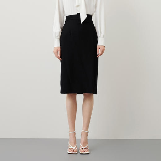 EITIE爱特爱秋冬新款优雅时尚高腰开叉百搭半身裙包臀裙女6706415 商品图3