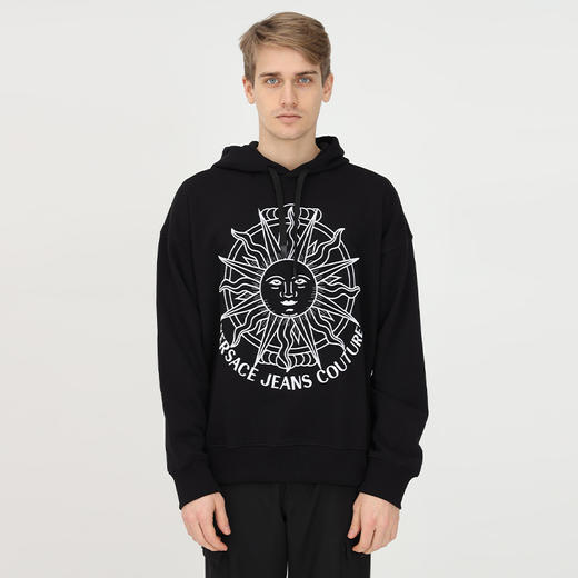 VERSACE JEANS COUTURE 范思哲 男士棉质太阳标志印花长袖连帽卫衣 黑色 72GAIT11 CF01T 899 商品图0