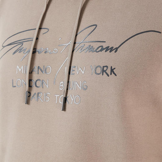 EMPORIO ARMANI 阿玛尼 男士棉质字母印花长袖连帽卫衣 灰色 6K1M92 1JQKZ 0110 商品图2