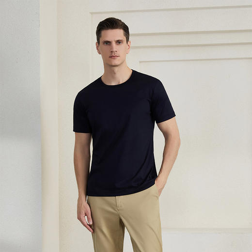 【纯棉男士圆领T恤】夏季新品男士薄款T恤纯色百搭圆领套头上衣 商品图0