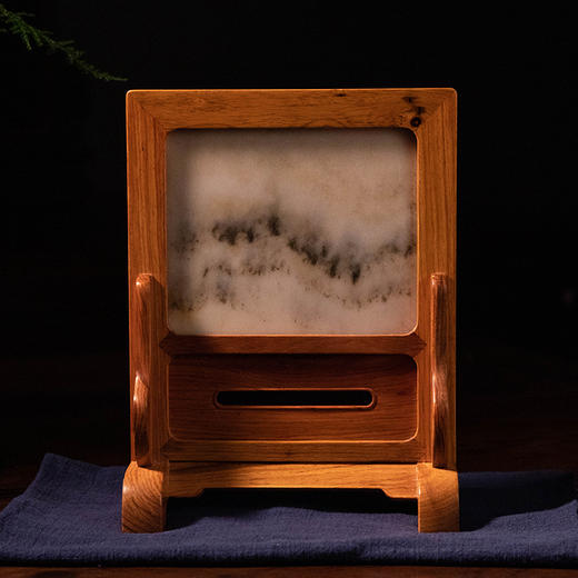 黄花梨镶云石砚屏 商品图0