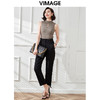 VIMAGE/纬漫纪夏季新款高腰休闲裤通勤简约黑色百搭显瘦裤子V1705344 商品缩略图1