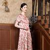 佐尔美2022夏季新款 桑蚕丝真丝弹力缎小碎花连衣裙女E22LS68 商品缩略图1