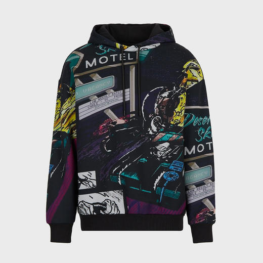 EMPORIO ARMANI 阿玛尼 男士涤纶通体赛车印花连帽卫衣 3L1M8P 1JW2Z F014 商品图0