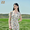 佐尔美2022夏季新款 桑蚕丝真丝乔其小碎花甜美连衣裙女E22LS36 商品缩略图2