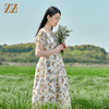 佐尔美2022夏季新款 桑蚕丝真丝乔其小碎花甜美连衣裙女E22LS36 商品缩略图3