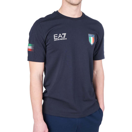 EMPORIO ARMANI EA7 男士棉质字母标志logo盾牌印花圆领短袖T恤 藏蓝色  8NPTC0 PCA2Z 1578 商品图1