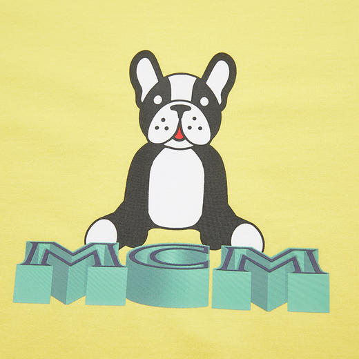 MCM 女士小狗印花圆领短袖T恤 浅黄 MHTCSSX01 商品图4