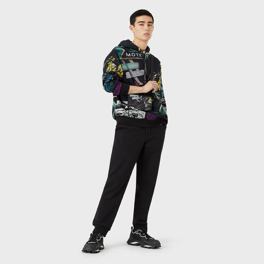 EMPORIO ARMANI 阿玛尼 男士涤纶通体赛车印花连帽卫衣 3L1M8P 1JW2Z F014 商品图3