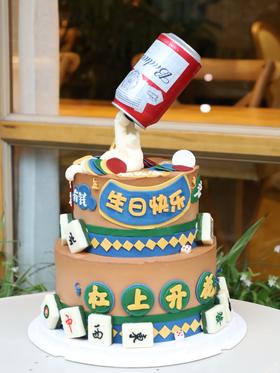 复古款杠上开花麻将百威（图片为8+6双层）