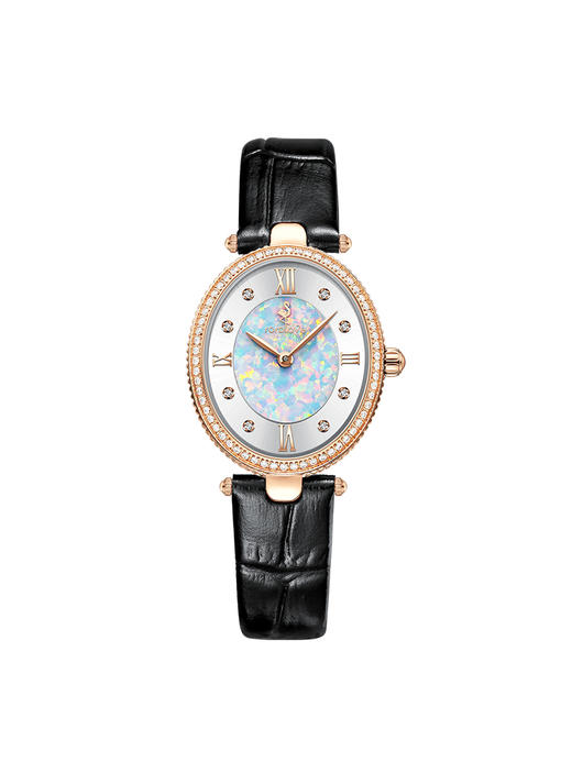 【ROROLOVE】诺爱Promise系列 天然钻石腕表 天然钻石手表女士新款轻奢气质石英皮带表送生日礼物（70颗钻石） 商品图1