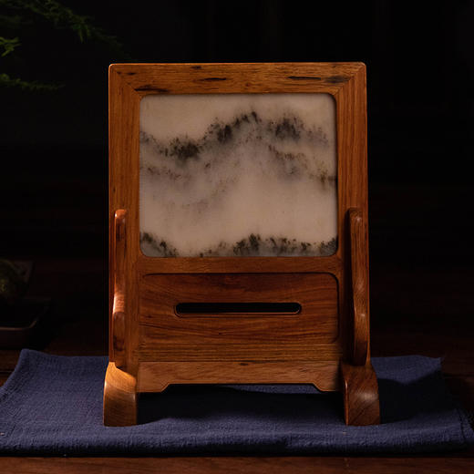 黄花梨镶云石砚屏 商品图1