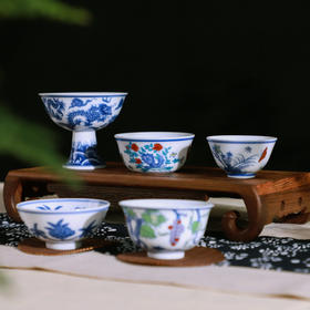 预售20天-皇家斗彩青花拾亿杯【顺丰包邮】 1：1等比例原貌打造 古法煅烧重现大明风华