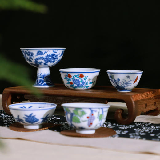 预售20天-皇家斗彩青花拾亿杯【顺丰包邮】 1：1等比例原貌打造 古法煅烧重现大明风华 商品图0