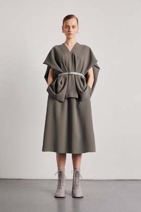 Mark Kenly Domino Tan  冷灰色NEFELE松紧腰半裙