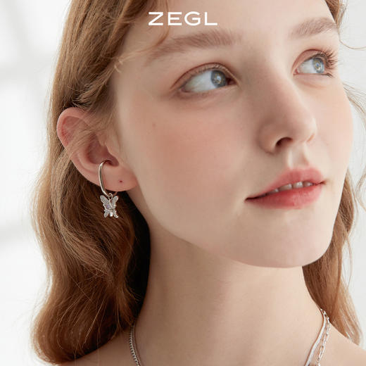 ZEGL设计师Z-box系列紫色蝴蝶耳夹女夏无耳洞高级感小众耳环耳饰 商品图4