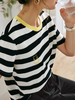 欧芮儿OLrain法式黑白条纹T恤女夏季2022新款宽松时尚薄款上衣 商品缩略图3
