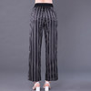 桑蚕丝竖条纹阔腿裤，新款薄款高腰直筒真丝垂感宽松裤子KQN-75623 商品缩略图2