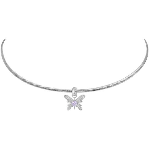 ZEGL设计师Z-box系列紫色蝴蝶叠戴项链女轻奢小众蛇骨链夏锁骨链 商品图4