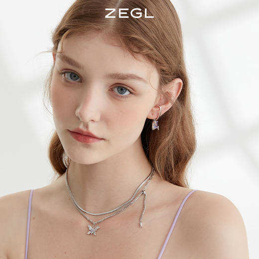 ZEGL设计师Z-box系列紫色蝴蝶耳夹女夏无耳洞高级感小众耳环耳饰 商品图5