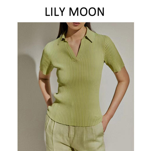 LILY MOON净色POLO领针织衫——La rolls 商品图0